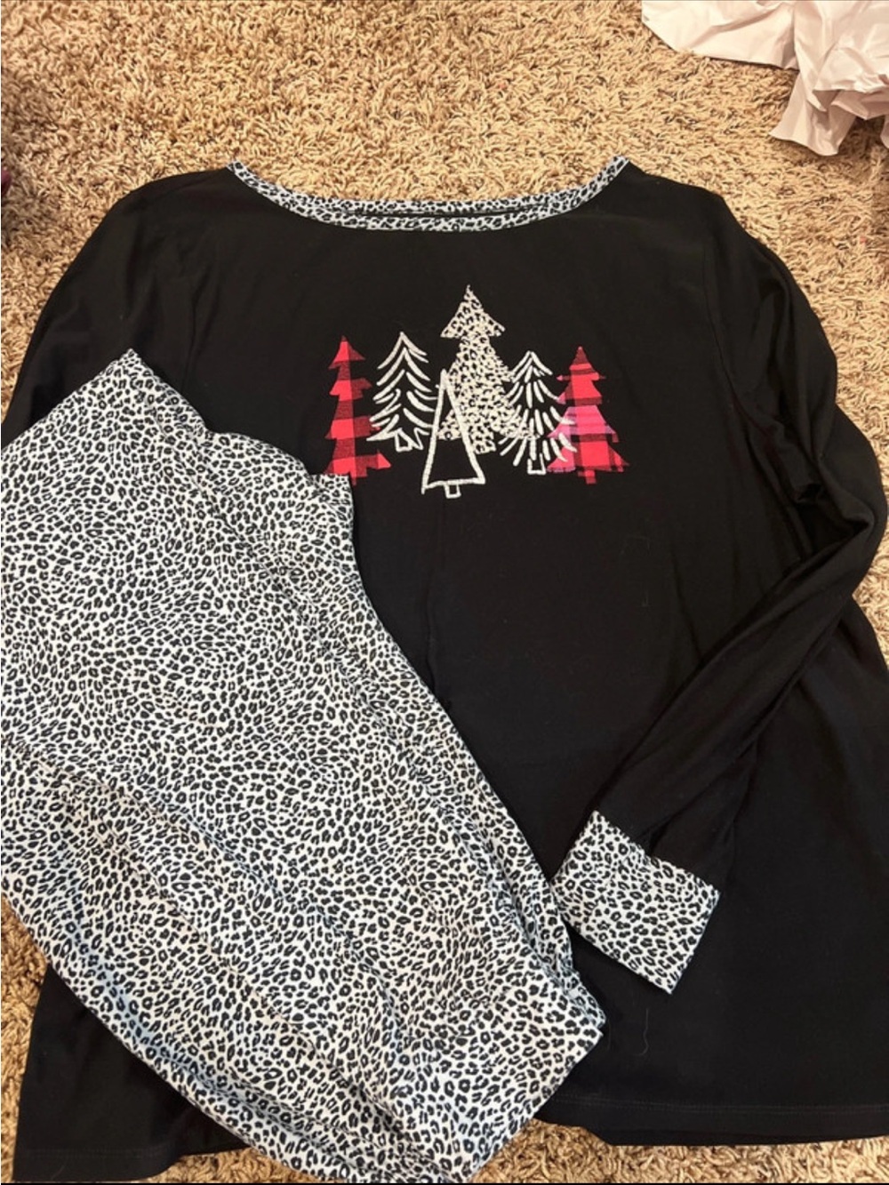 croft & barrow Black Pajama Set with Red Tree Accents